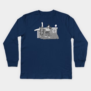 Steamboat Willie (Black & White) Kids Long Sleeve T-Shirt